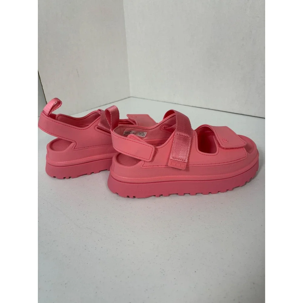 UGG GoldenGlow Pink Platform Sandals Womens 8 Sporty Adjustable 1152685